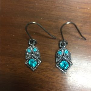 Blue stone dangly earrings